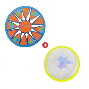 Akční set - 2x Frisbee létající talíř - AEROBIE Skylighter - žlutý + SCHILDKROT Neoprene Disc 