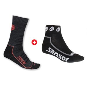 Akční set - ponožky SENSOR Merino Wool Hiking + ponožky SENSOR Race Lite Ručičky - velikost 3-5 